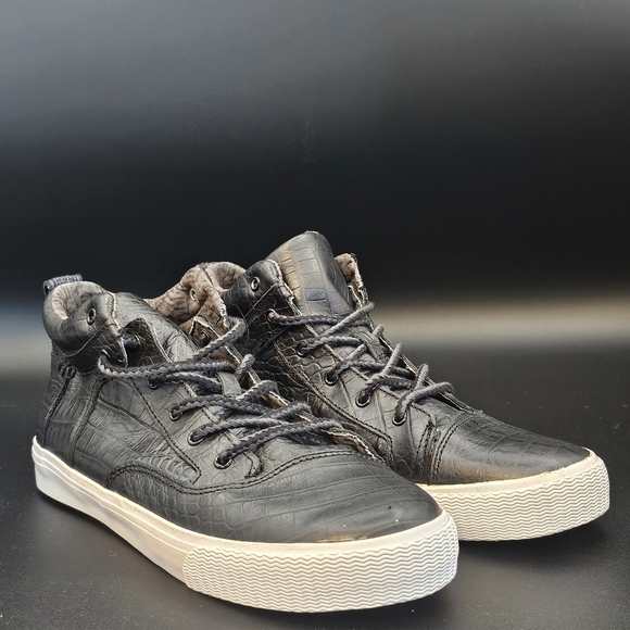 Toms Camila Black Croc Embossed Leather Hi-top - Picture 3 of 12